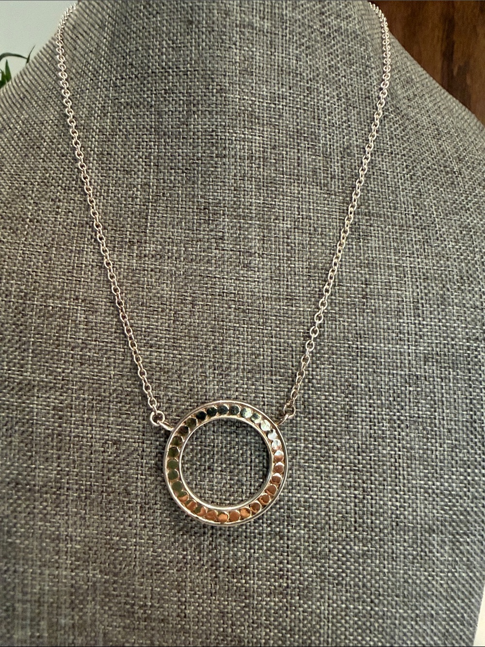 Anna Beck Reversible Circle Necklace 925 Sterling Silver & Gold Accent